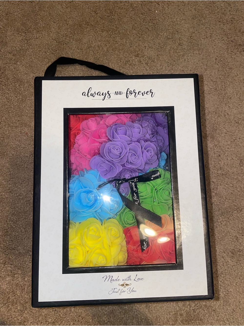 Rainbow Rose Gift Box - Decorative Foam Flowers